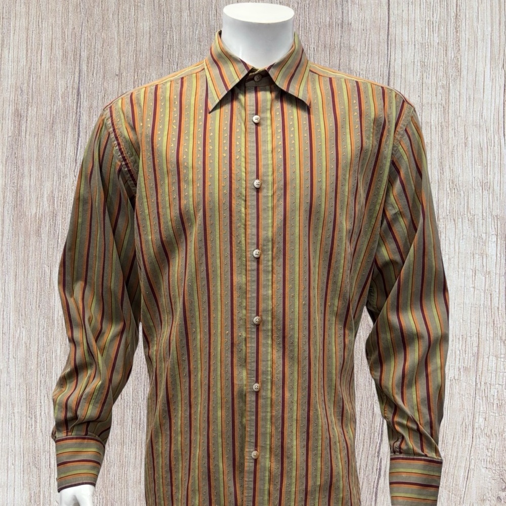 Robert Graham Multi-Color Striped Men's Long Sleeve Button Up Dress Shirt XL